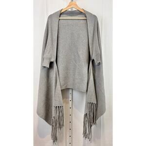 MERSEA Mer Sea Fringe Open Front Cardigan Wrap Travel Short Sleeve Gray One Size